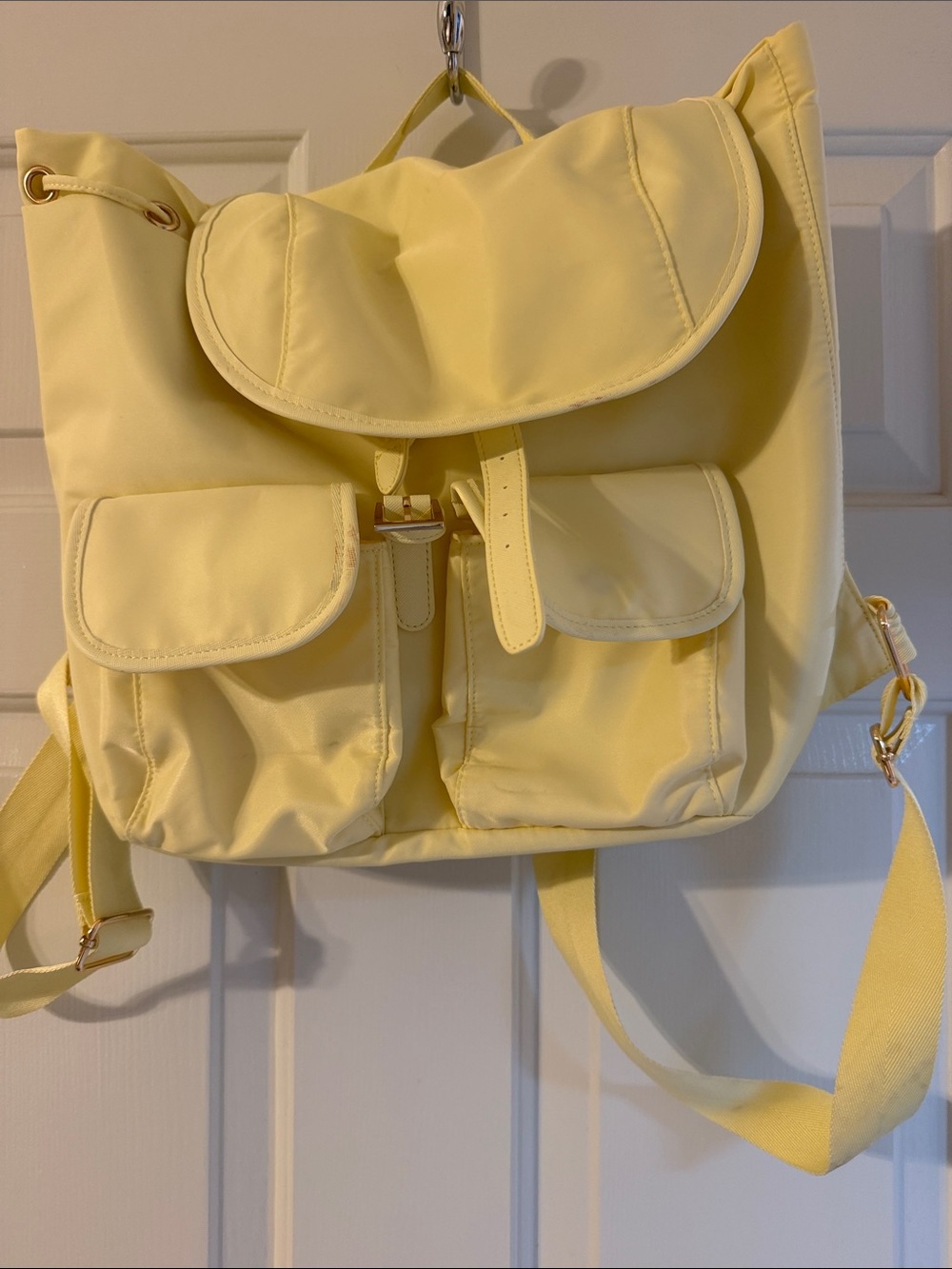 Year of Ours Light Yellow Backpack Tote with Front Pockets